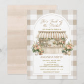 Invitation Elle est fraîchement arrivée sur le marché Gingham (Devant / Derrière)