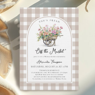 Invitation Elle est hors du marché Chariot Gingham Enterremen