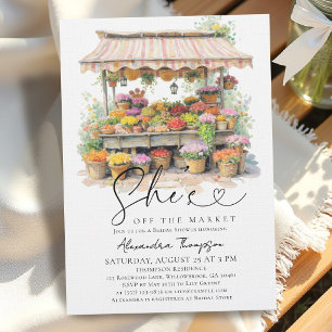 Invitation Elle est hors du marché Fleurs Cœur Baby Shower de