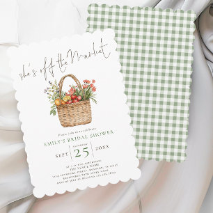 Invitation Elle est hors du marché Sage Gingham Baby Shower
