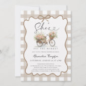 Invitation Elle est hors du marché Vélos Gingham Enterrement (Devant)