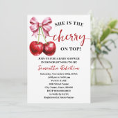 Invitation Elle est la cerise sur le Baby shower de coquette  (Debout devant)