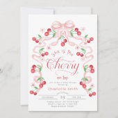 Invitation Elle est la cerise sur le Baby shower de l'arc ros (Devant)