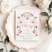 Invitation Elle est la cerise sur le Baby shower de l'arc ros