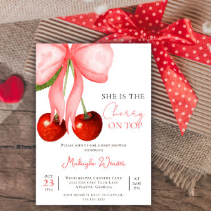 Invitation Elle est la Cerise sur le dessus Coquette Baby Sho