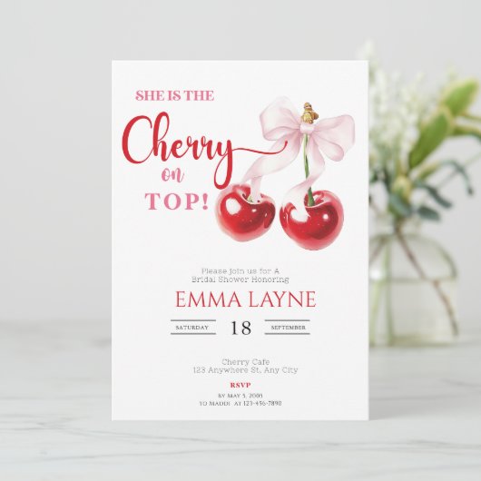 Invitation Elle est la cerise sur le dessus Fête des mariées (Debout devant)