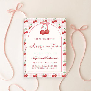 Invitation Elle est la cerise sur le dessus Gingham Baby Show