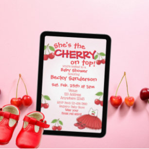 Invitation Elle est la CERISE sur le gâteau Baby Shower