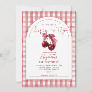 Invitation Elle est la cerise sur le gâteau d'anniversaire à 