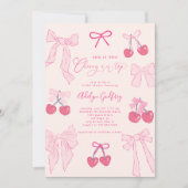 Invitation Elle est la Fête des mariées cerise sur le dessus  (Devant)