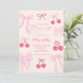 Invitation Elle est la Fête des mariées cerise sur le dessus  (Debout devant)