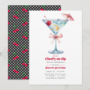 Invitation Elle est la Martini Cherry on Top Fête d'anniversa