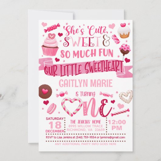 Invitation Elle est mignonne, elle est douce et tellement amu (Devant)