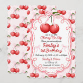 Invitation Elle est notre petite Cerise sur le Gâteau  Nœud C (Devant / Derrière)