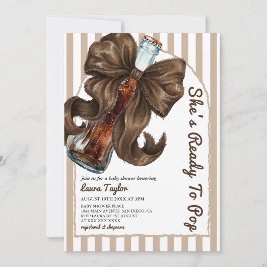 Invitation Elle est prête à accoucher Baby Shower Arc Neutral (Devant)