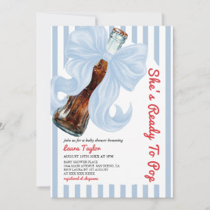 Invitation Elle est prête à accoucher Baby Shower Ruban Bleu