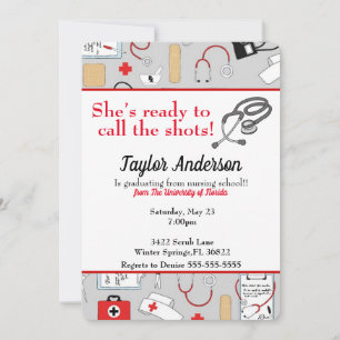 Invitation Elle est prête à appeler la Shots Nursing School