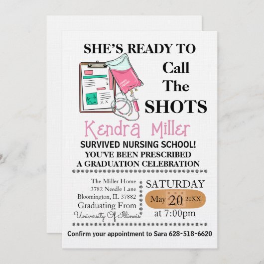 Invitation Elle est prête à appeler les chaussures (Devant / Derrière)