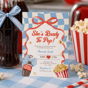 Invitation Elle est prête à éclater Fête de bébé rétro Soda C