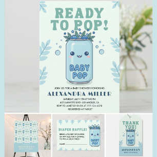 Invitation Elle est prête à faire Bébé Shower Bleu Boho Kawai