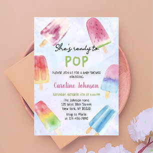 Invitation Elle est prête à faire du Baby shower Popsicle aqu