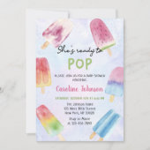 Invitation Elle est prête à faire du Baby shower Popsicle aqu (Devant)