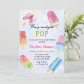 Invitation Elle est prête à faire du Baby shower Popsicle aqu (Debout devant)