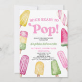 Invitation Elle est prête à faire du Baby shower rose (Devant)