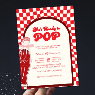 Invitation Elle est prête à faire du soda cola baby shower