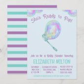 Invitation Elle est prête à pop ! Baby shower de bulle (Devant / Derrière)