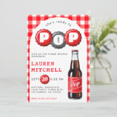Invitation Elle est prête à pop de soda de Baby shower rouge (Debout devant)
