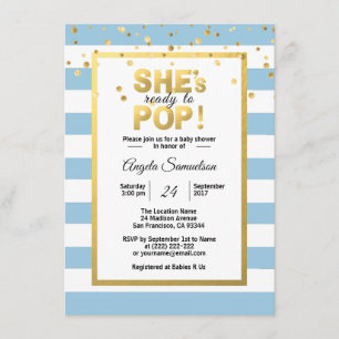 Invitation Elle est prête pour le Baby shower POP Gold BOY