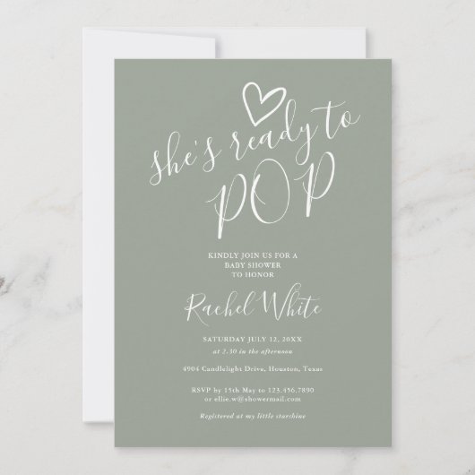 Invitation Elle est prête pour une fête de naissance bébé de (Devant)