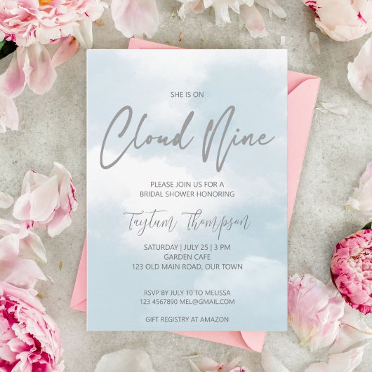 Invitation Elle est sous la douche nuptiale de nuage neuf