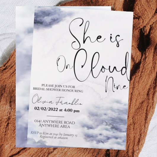 Invitation Elle est sous la douche nuptiale de nuage neuf