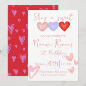 Invitation Elle est sucrée 1er anniversaire (Devant / Derrière)