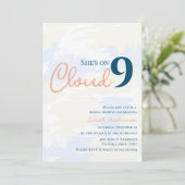 Invitation Elle est sur Cloud 9 Texture Fête des mariées bleu (Debout devant)