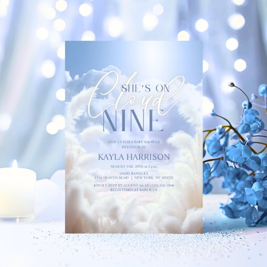 Invitation Elle est sur Cloud Neuf Baby shower Pampas 9