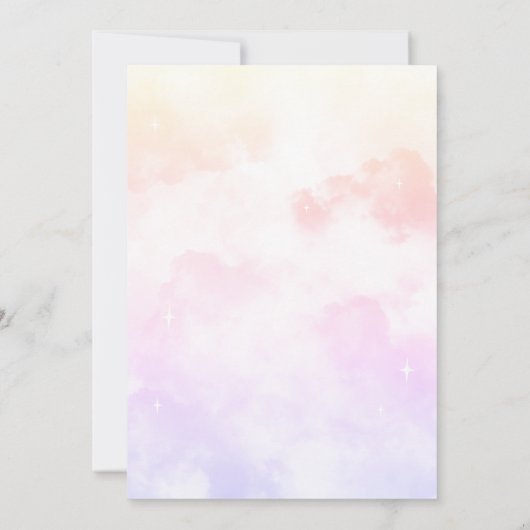 Invitation Elle est sur Cloud Nine Dreamy Pastel Clouds and S (Dos)