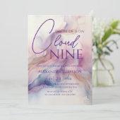 Invitation Elle est sur Cloud Nine Dreamy Pastel Fête des mar (Debout devant)