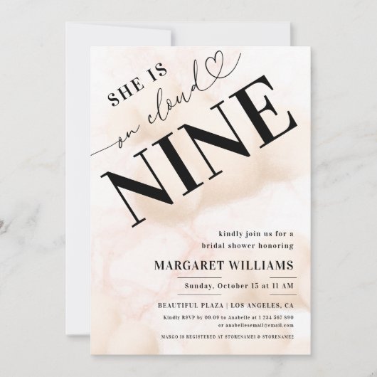 Invitation Elle est sur Cloud Nine Fête des mariées de script (Devant)