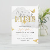 Invitation Elle est sur Cloud Nine Gold Butterflies Fête des  (Debout devant)