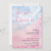 Invitation Elle est sur nuage 9 rose Fête des mariées d'aquar (Devant)