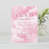 Invitation Elle est sur nuage neuf Fête des mariées rose (Debout devant)