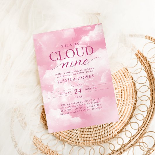 Invitation Elle est sur nuage neuf Fête des mariées rose