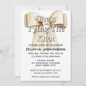 Invitation Elle est Tying Knot Linen Bow Fête des mariées (Devant)