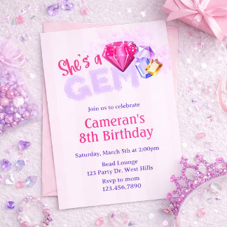 Invitation Elle est un joyau d'anniversaire | Pierre précieu