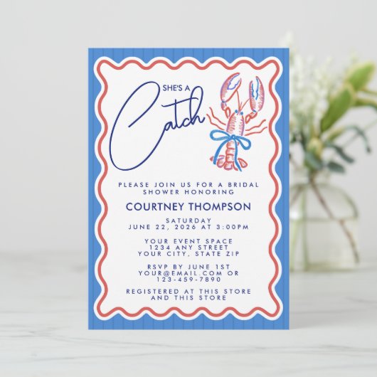 Invitation Elle est un trésor Réception de mariage de homard (Debout devant)