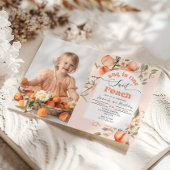 Invitation Elle est une douce Pêche Photo 1er anniversaire