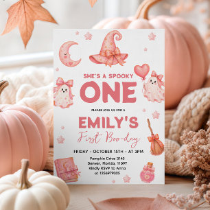 Invitation Elle est une sorcière rose Spooky pour son 1er ann